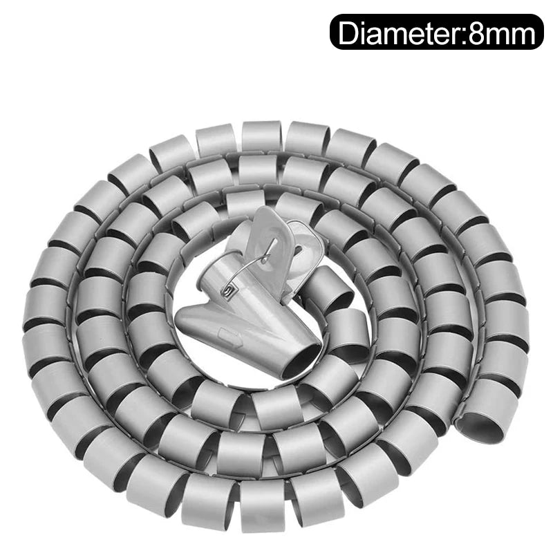 3m 8/10/16mm Cable Cover Protector Wire Desk Organizer Computer Cord Protective Bite Tube Clip Management Tools Spiral Winder - Nexa Supply