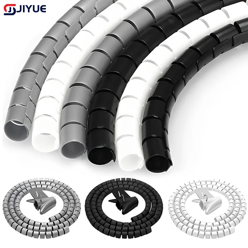 3m 8/10/16mm Cable Cover Protector Wire Desk Organizer Computer Cord Protective Bite Tube Clip Management Tools Spiral Winder - Nexa Supply