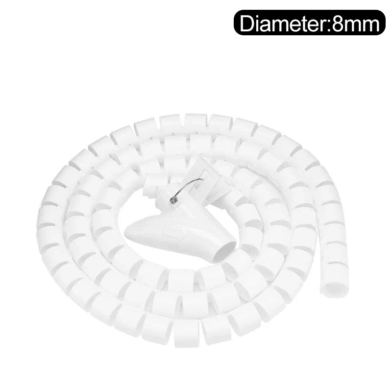 3m 8/10/16mm Cable Cover Protector Wire Desk Organizer Computer Cord Protective Bite Tube Clip Management Tools Spiral Winder - Nexa Supply