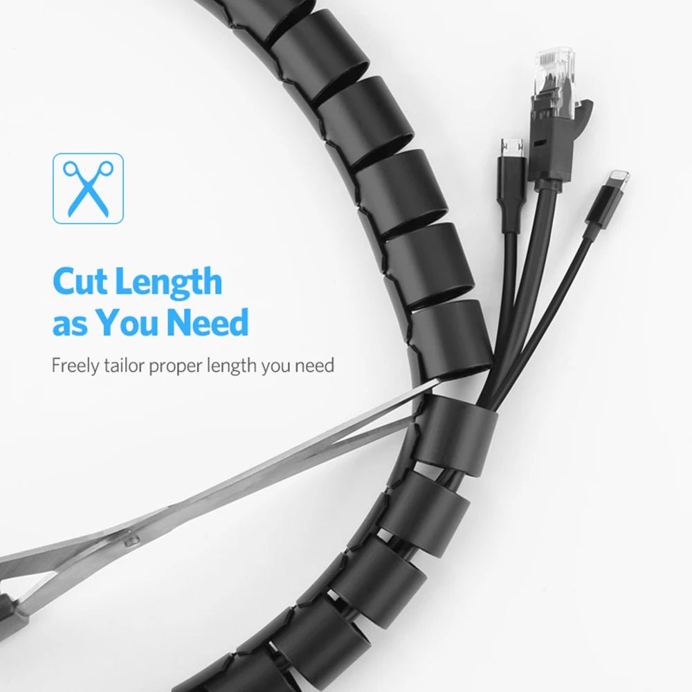 3m 8/10/16mm Cable Cover Protector Wire Desk Organizer Computer Cord Protective Bite Tube Clip Management Tools Spiral Winder - Nexa Supply