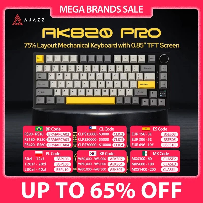 Ajazz AK820/AK820Pro Gaming Mechanical Keyboard Bluetooth 5.1/Wireless/C - Wired Customized Keyboard with Knob Hot Swapping Gasket - Nexa Supply
