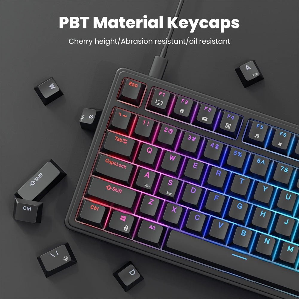 RK Royal Kludge R75 Black Wired Gamer Keyboard Gasket Structure RGB Hot - Swappable 80% Layout Mechanical Keyboard with PBT keycap - Nexa Supply