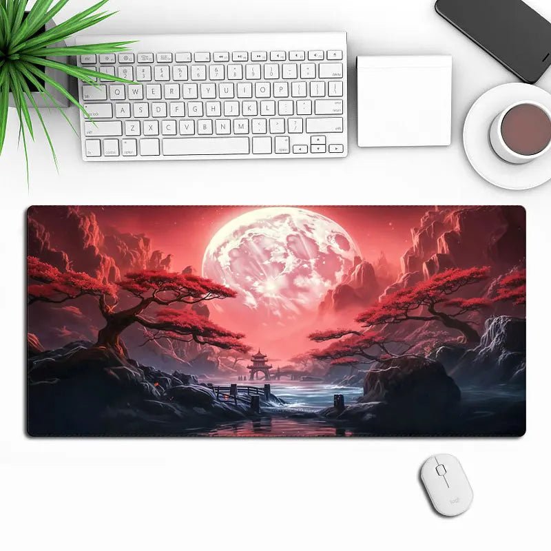 Sakura Scenery Knight Mouse Pad Large Anti - Slip Rubber MousePad Durable Desk Pad Thick Seam Edge Suitable for Office and Gaming - Nexa Supply