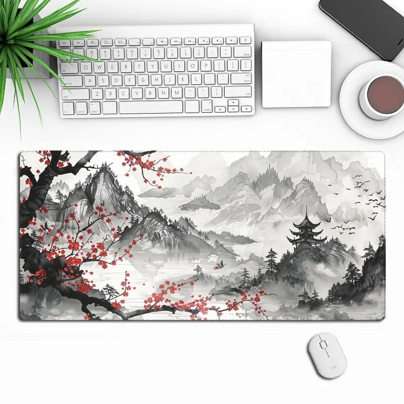 Sakura Scenery Knight Mouse Pad Large Anti - Slip Rubber MousePad Durable Desk Pad Thick Seam Edge Suitable for Office and Gaming - Nexa Supply
