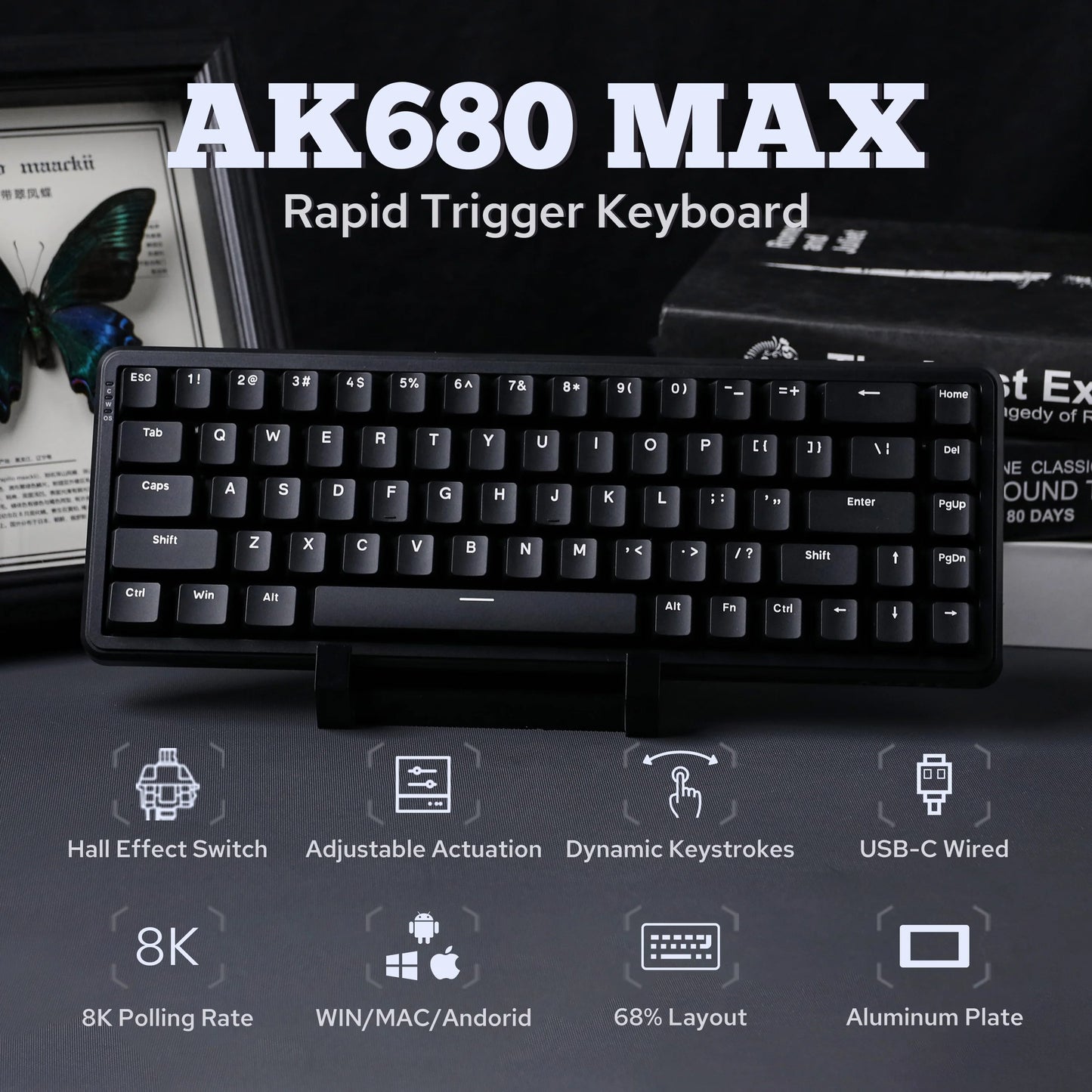 AJAZZ AK680 MAX Flagship Edition 68% Layout Top Structure Wired Mechanical Keyboard 8K Polling Rate RGB Backlight for Gaming - Nexa Supply
