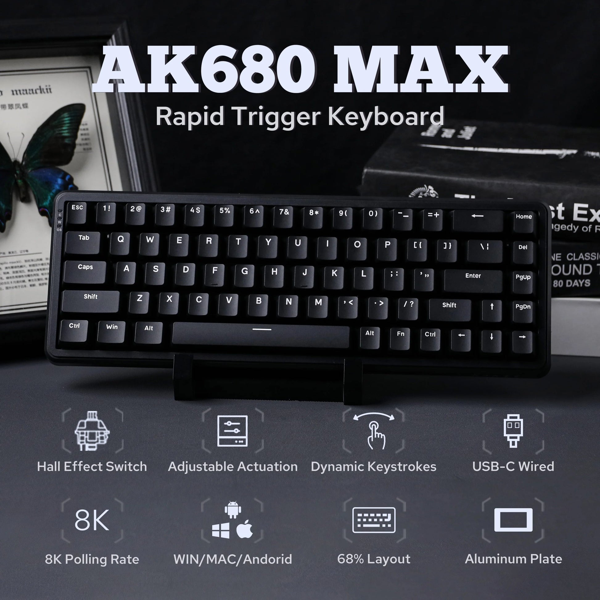 AJAZZ AK680 MAX Flagship Edition 68% Layout Top Structure Wired Mechanical Keyboard 8K Polling Rate RGB Backlight for Gaming - Nexa Supply