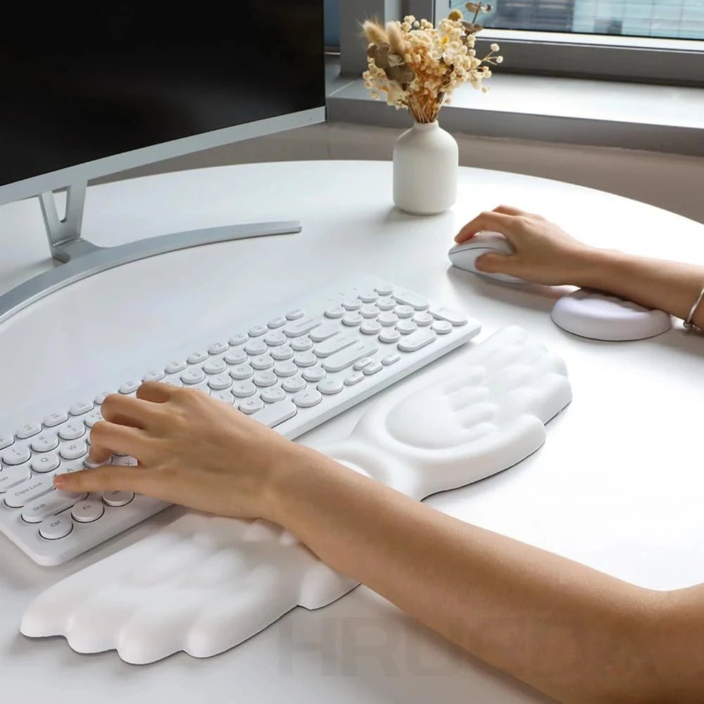 Keyboard Mouse Wrist Rest Angel Wing Memory Foam Mouse Pad Set Wrist Support Ergonomic Non - Slip for Computer Laptop Easy Typing - Nexa Supply