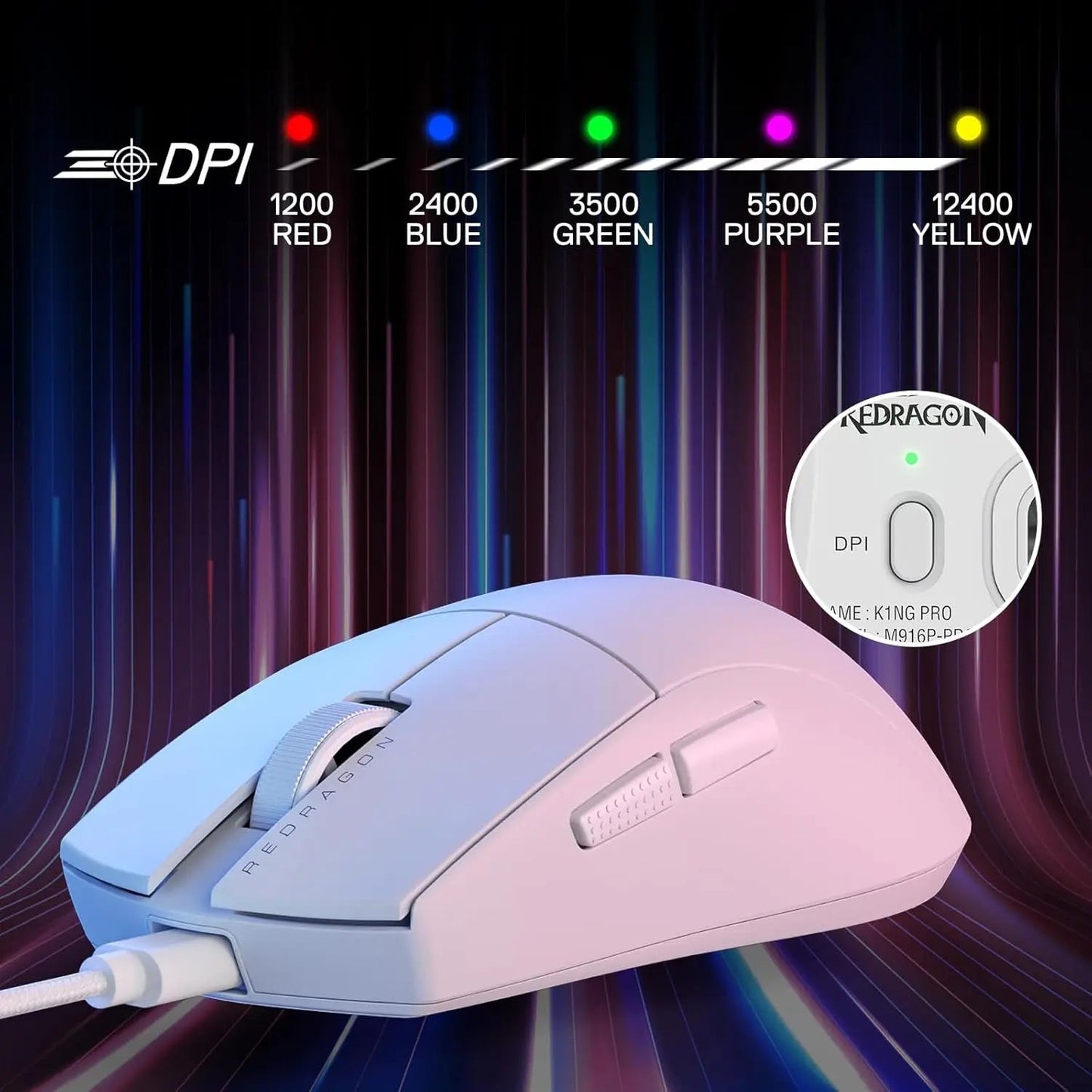 Redragon M724 Wired 42G Ultra - Light 12,400 Max DPI Optical 5 Programmable Buttons Gaming Mouse - Nexa Supply