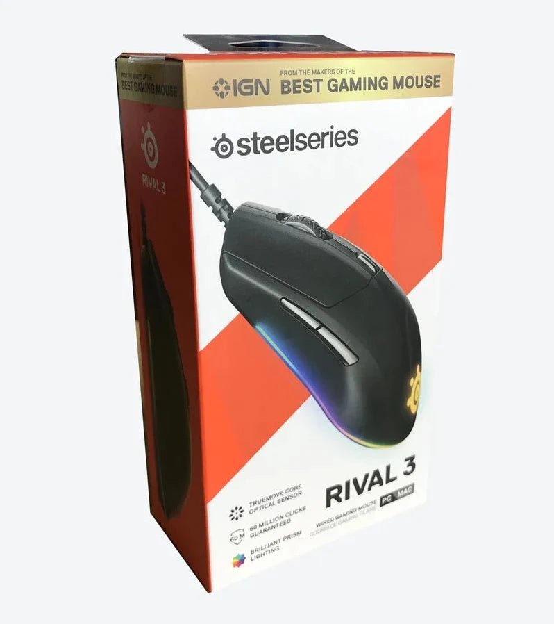 SteelSeries Rival 3 Gaming Mouse - 8,500 CPI TrueMove Core Optical Sensor - 6 Programmable Buttons Brilliant Prism RGB Lighting - Nexa Supply